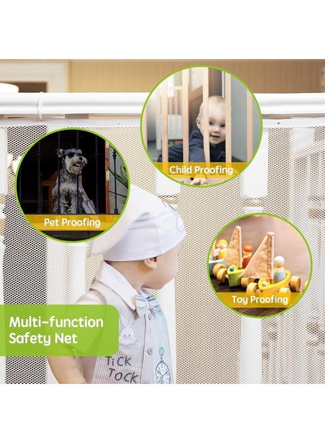 DUNISO 3 Metre Baby Safety Stair Railing Net, Baby Bannister Guard, Child Safety Net, Children's Outdoor Balcony Fence Protection Mesh, No Drilling For Dog Cat Window (300x79cm, White) - Image 4
